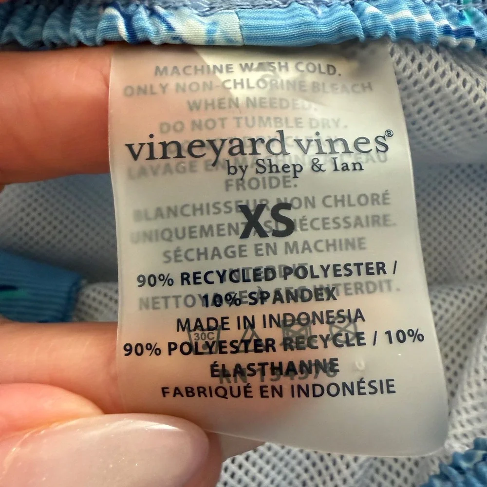 Vineyard Vines Mens XS Blue Sea Life Turtle Marlin Chappy Swim Trunks 7in Inseam